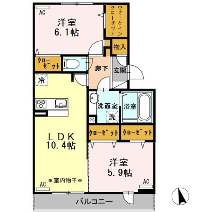 東京都武蔵村山市榎3(アパート)の賃貸物件の間取り