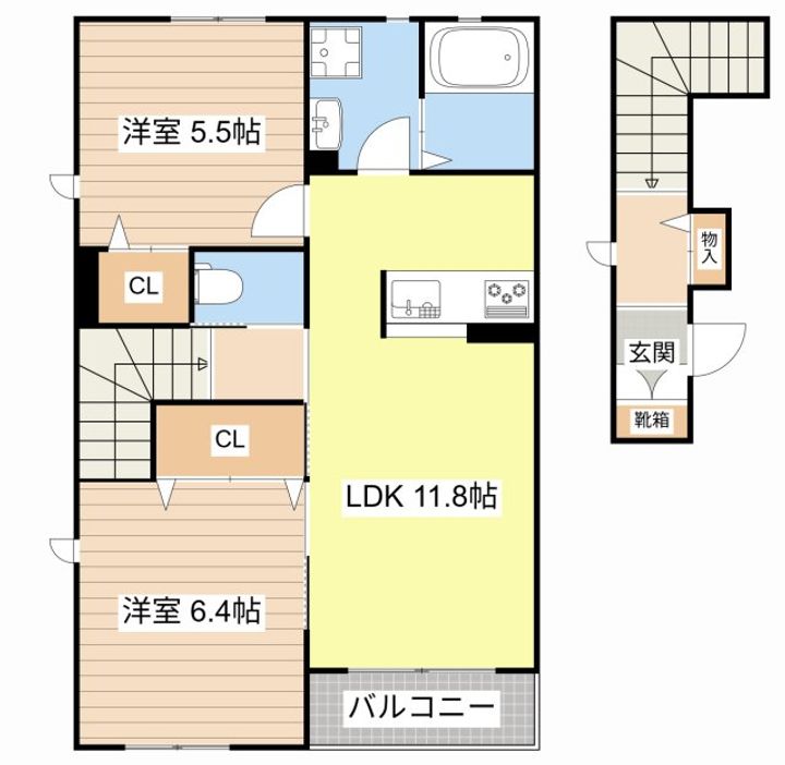 滋賀県彦根市西今町(アパート)の賃貸物件の間取り