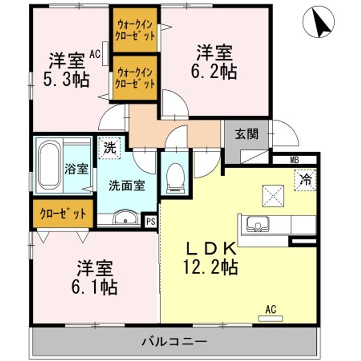 徳島県徳島市中吉野町2(マンション)の賃貸物件の間取り