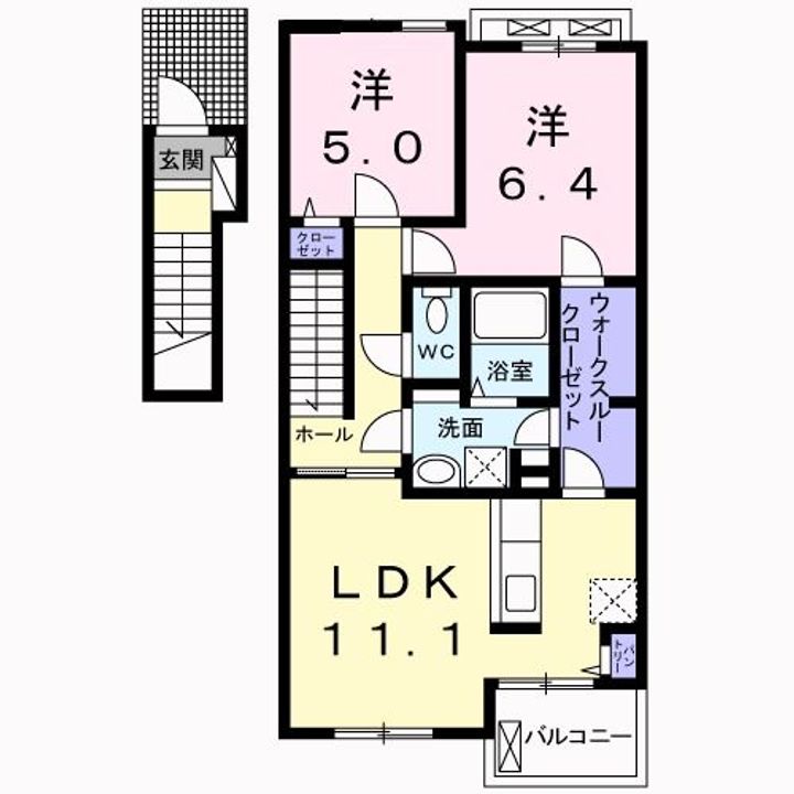 茨城県水戸市酒門町(アパート)の賃貸物件の間取り