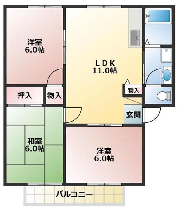 岡山県岡山市東区西大寺中1(アパート)の賃貸物件の間取り