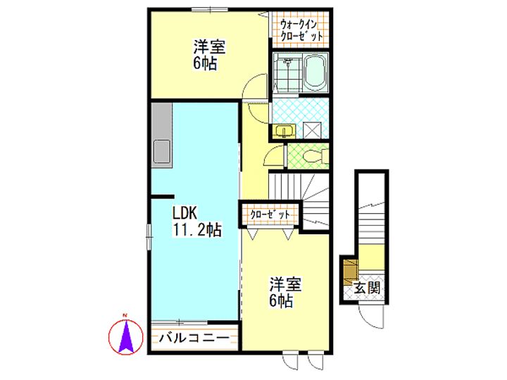 広島県江田島市能美町鹿川(アパート)の賃貸物件の間取り