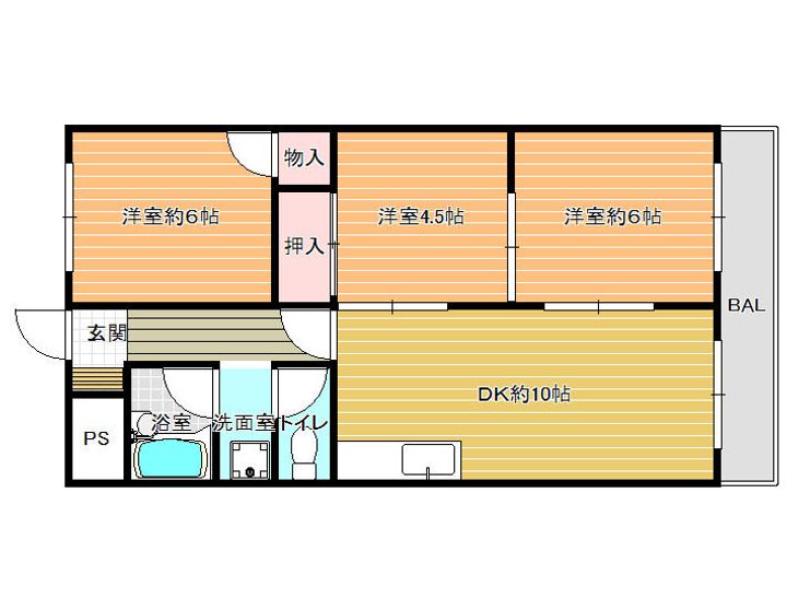 大阪府柏原市玉手町(マンション)の賃貸物件の間取り