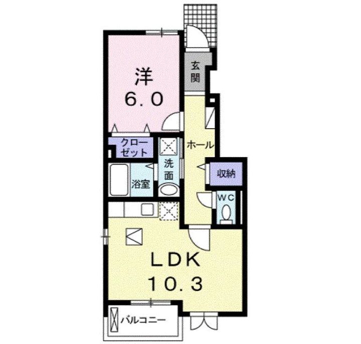 広島県福山市木之庄町1(アパート)の賃貸物件の間取り