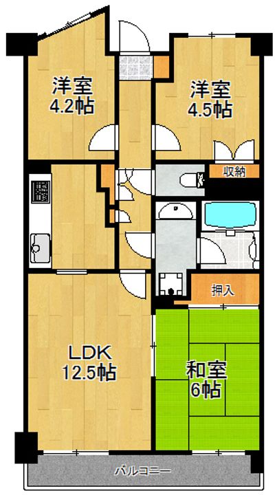 神奈川県川崎市中原区木月4(マンション)の賃貸物件の間取り