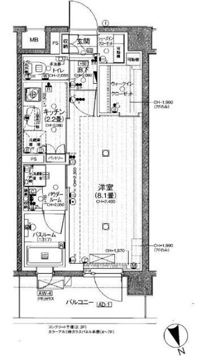神奈川県横浜市中区赤門町1(マンション)の賃貸物件の間取り