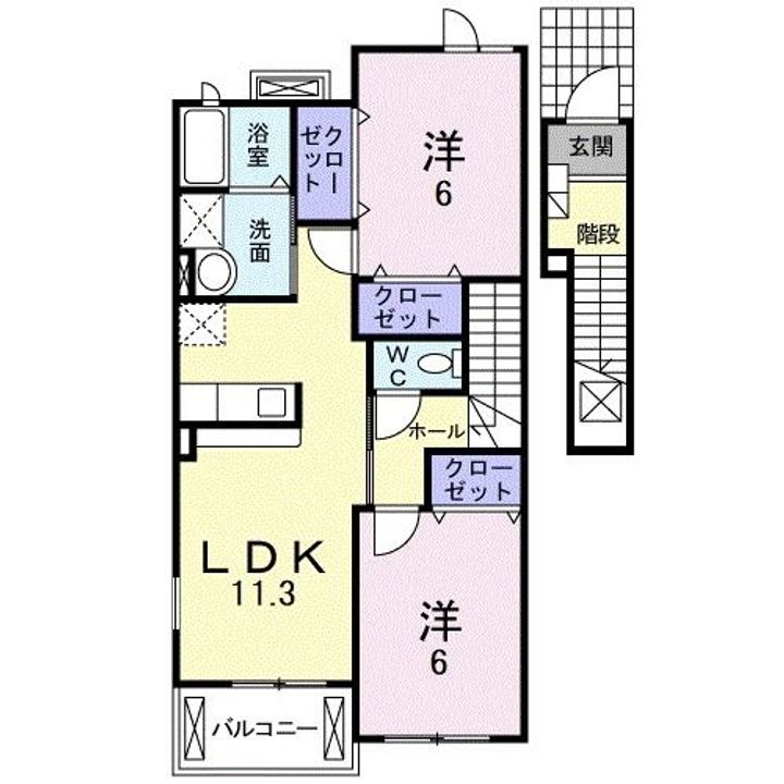 福岡県久留米市東合川新町(アパート)の賃貸物件の間取り