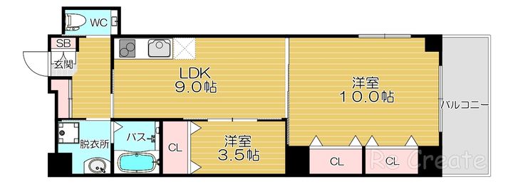 大阪府大阪市天王寺区生玉町(マンション)の賃貸物件の間取り