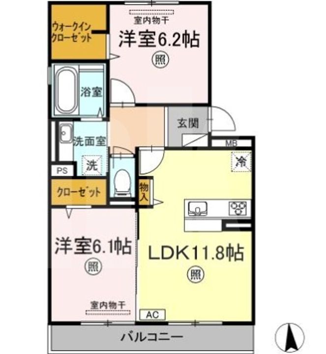岡山県倉敷市西富井(アパート)の賃貸物件の間取り