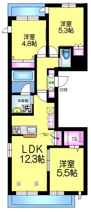 千葉県習志野市津田沼3(マンション)の賃貸物件の間取り