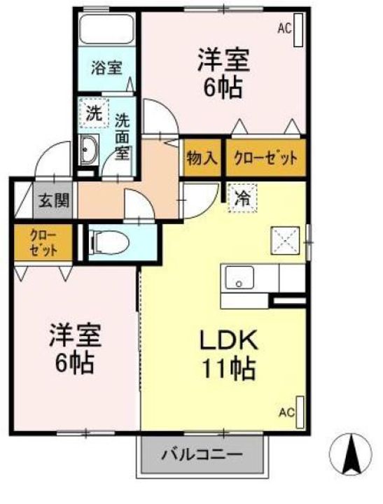 山形県山形市南原町3(アパート)の賃貸物件の間取り