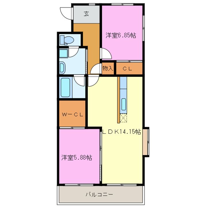 静岡県浜松市中央区高丘北1(マンション)の賃貸物件の間取り