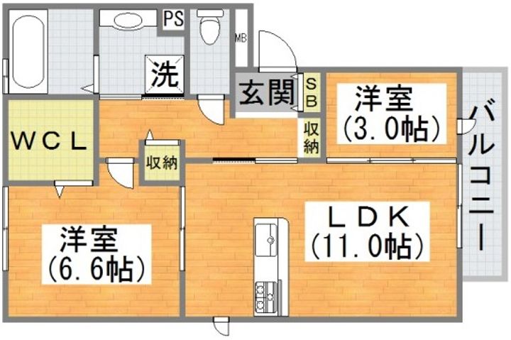 大阪府大阪市平野区喜連2(マンション)の賃貸物件の間取り