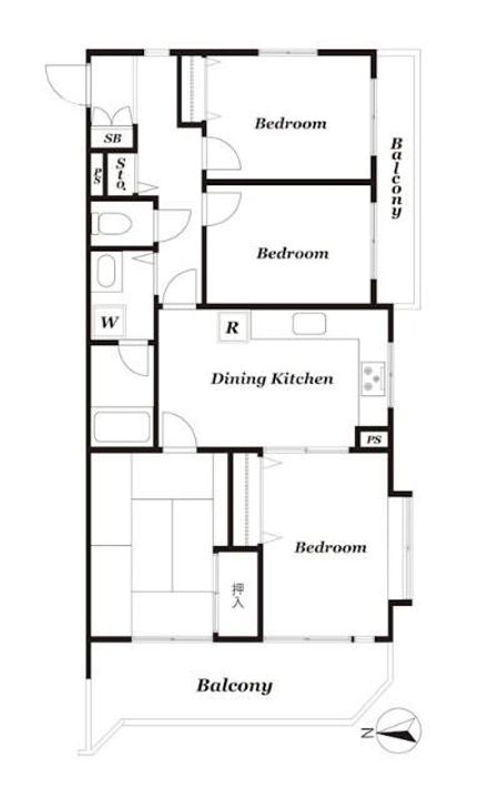 神奈川県横浜市戸塚区名瀬町(マンション)の賃貸物件の間取り