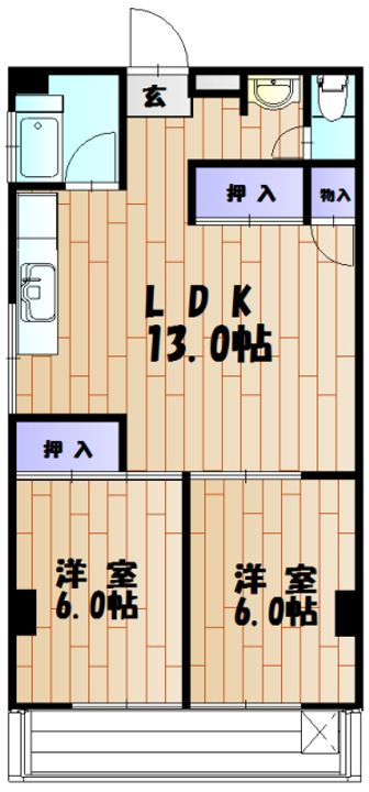 岡山県岡山市北区厚生町2(マンション)の賃貸物件の間取り