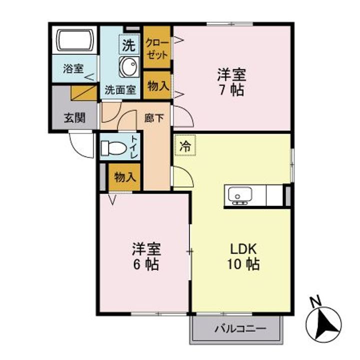 栃木県宇都宮市中岡本町(アパート)の賃貸物件の間取り