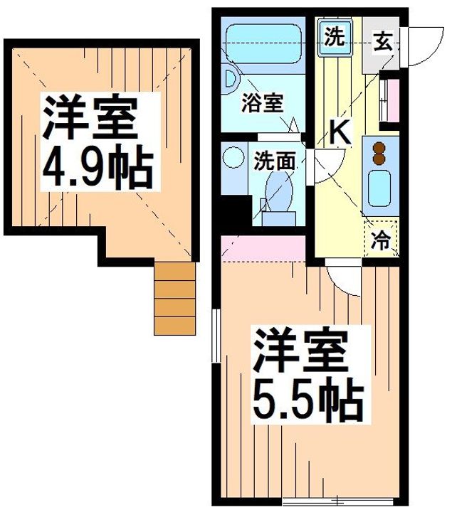 神奈川県川崎市多摩区栗谷4(アパート)の賃貸物件の間取り