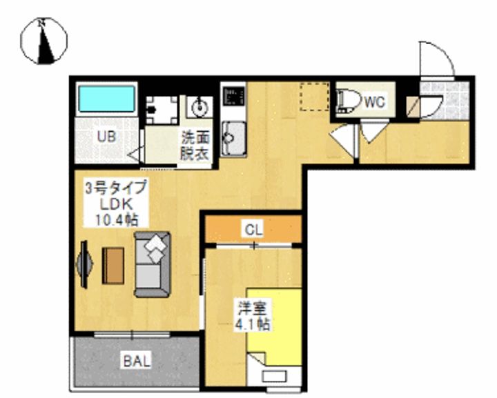 岡山県岡山市北区十日市西町(アパート)の賃貸物件の間取り