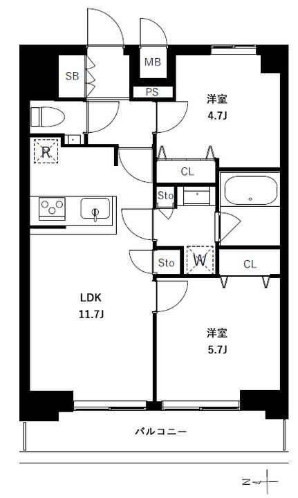 東京都台東区今戸1(マンション)の賃貸物件の間取り