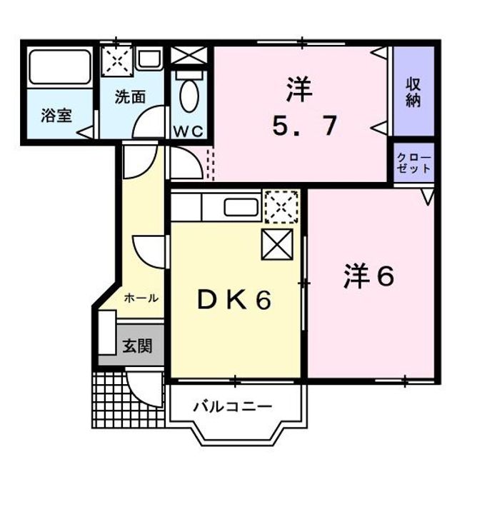 千葉県旭市ニ(アパート)の賃貸物件の間取り