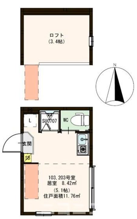 東京都北区赤羽西2(アパート)の賃貸物件の間取り