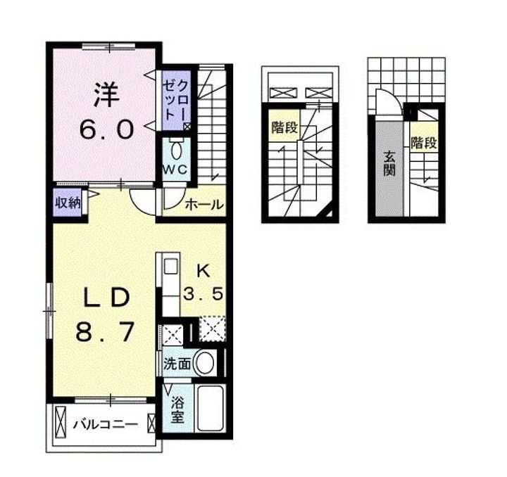 福島県福島市南沢又字西原前(アパート)の賃貸物件の間取り