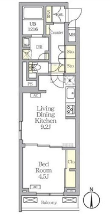 東京都目黒区中根1(マンション)の賃貸物件の間取り