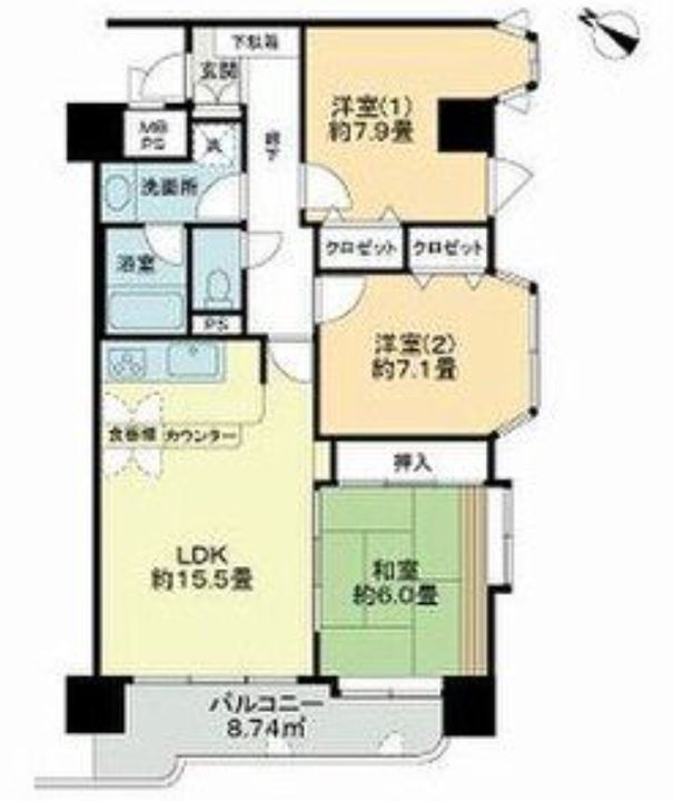 ライオンズプラザ北仙台の間取り