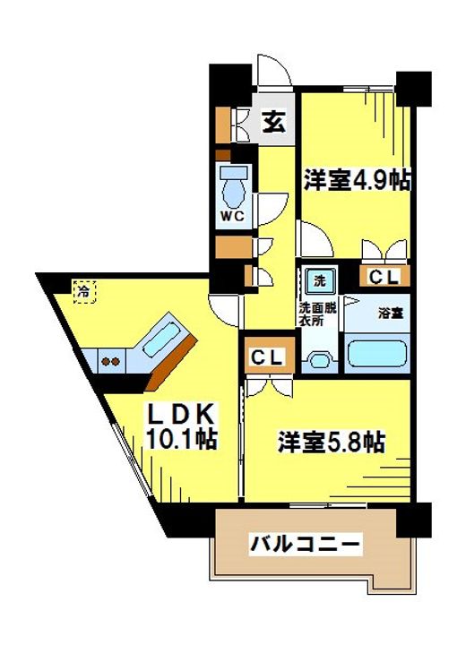 東京都世田谷区上北沢4(マンション)の賃貸物件の間取り