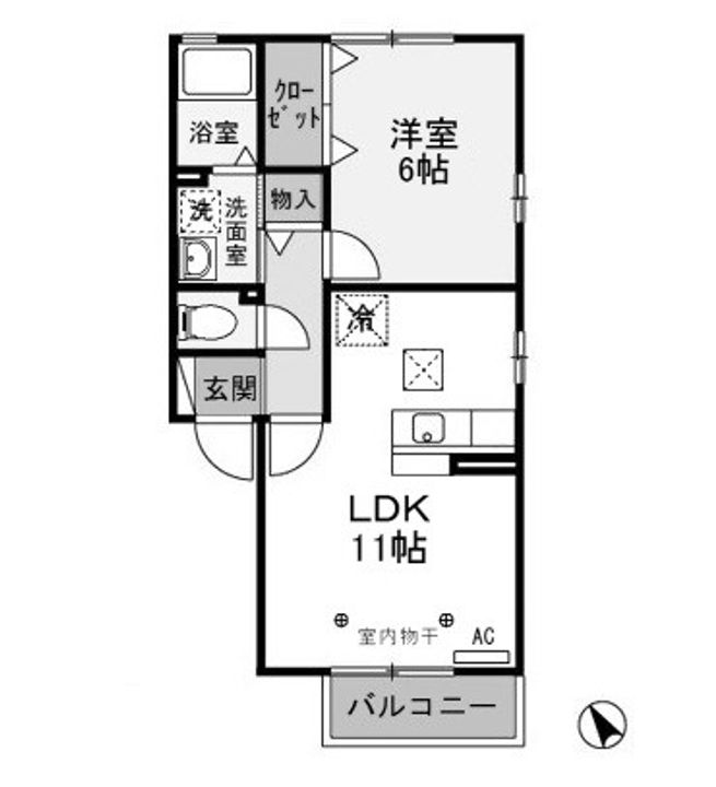 群馬県邑楽郡大泉町大字坂田(アパート)の賃貸物件の間取り