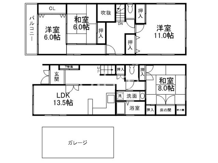京都府京都市伏見区深草向ケ原町(一戸建)の賃貸物件の間取り