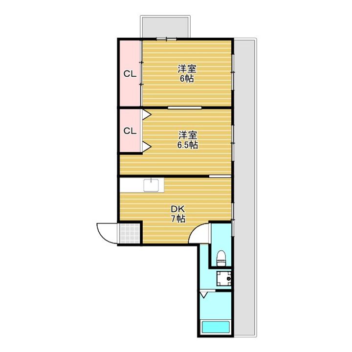大阪府豊中市桜の町3の賃貸マンションの間取り