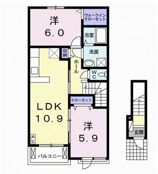 岐阜県各務原市那加巾下町(アパート)の賃貸物件の間取り
