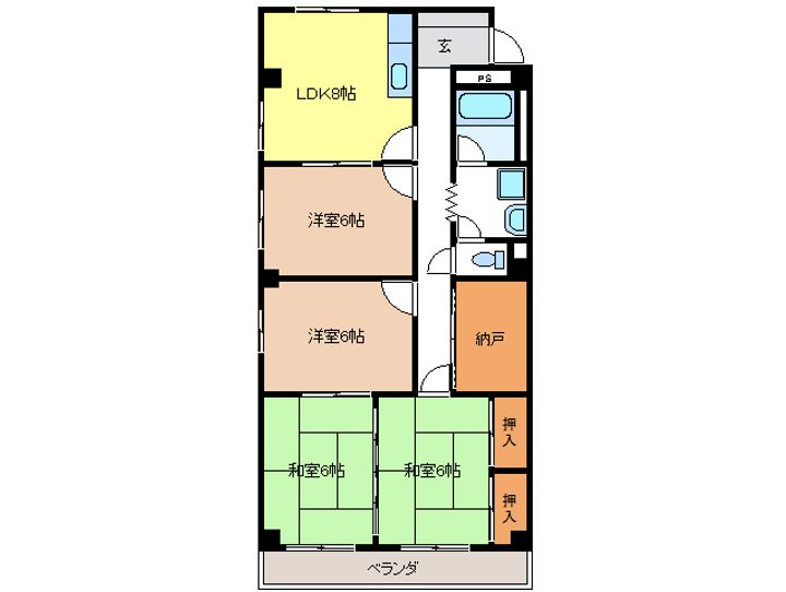 岐阜県岐阜市初日町1(マンション)の賃貸物件の間取り