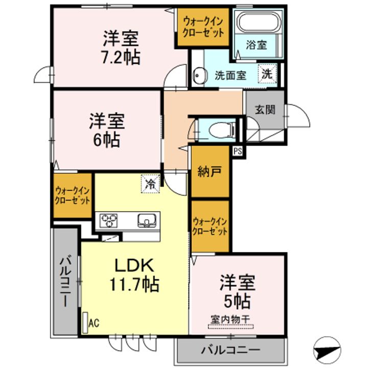広島県福山市新涯町6(アパート)の賃貸物件の間取り