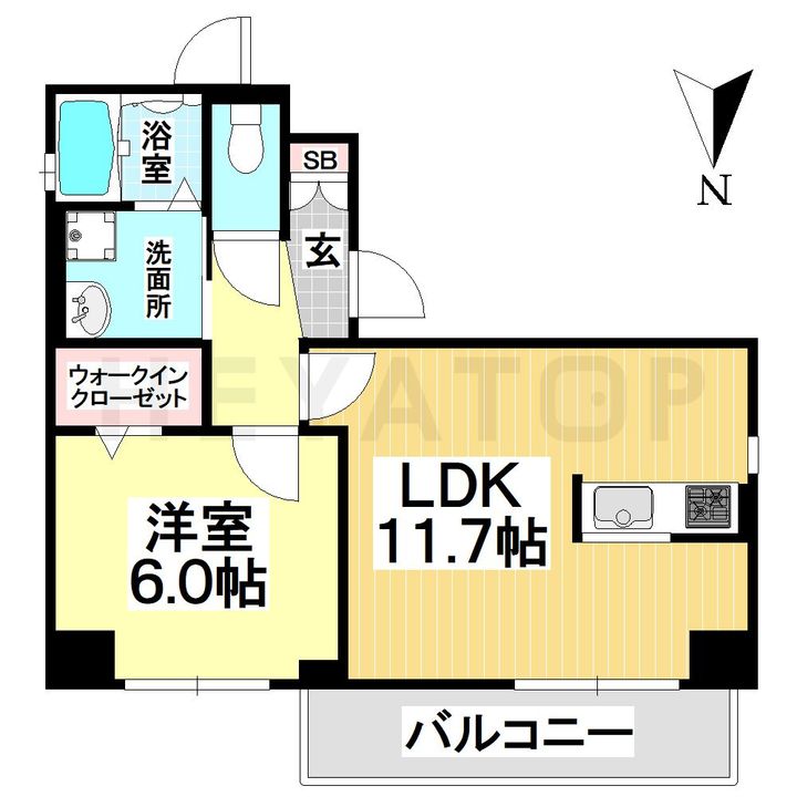 愛知県名古屋市熱田区二番2(マンション)の賃貸物件の間取り