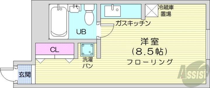 北海道札幌市中央区南十六条西5(マンション)の賃貸物件の間取り