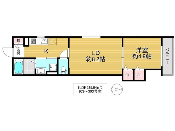 GlanpiaCourt放出東の間取り
