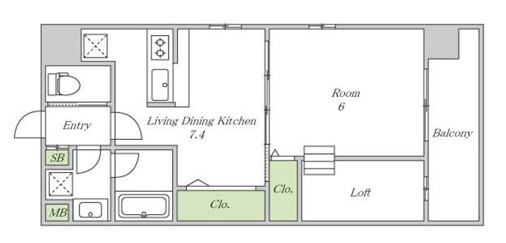 大阪府大阪市北区中津6(マンション)の賃貸物件の間取り