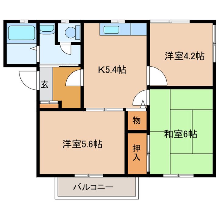 山口県岩国市横山3(アパート)の賃貸物件の間取り