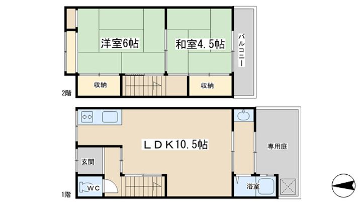 京都府京都市山科区西野後藤(一戸建)の賃貸物件の間取り