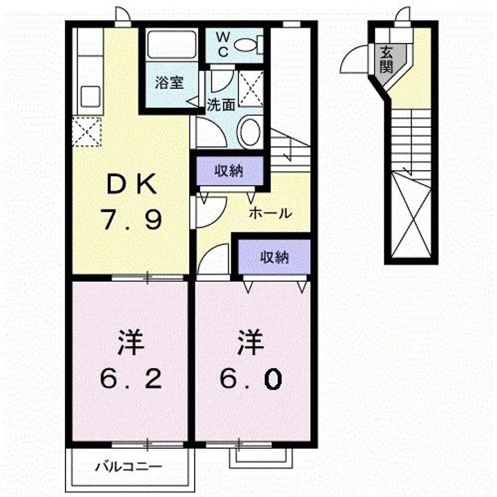 福島県いわき市常磐関船町3(アパート)の賃貸物件の間取り