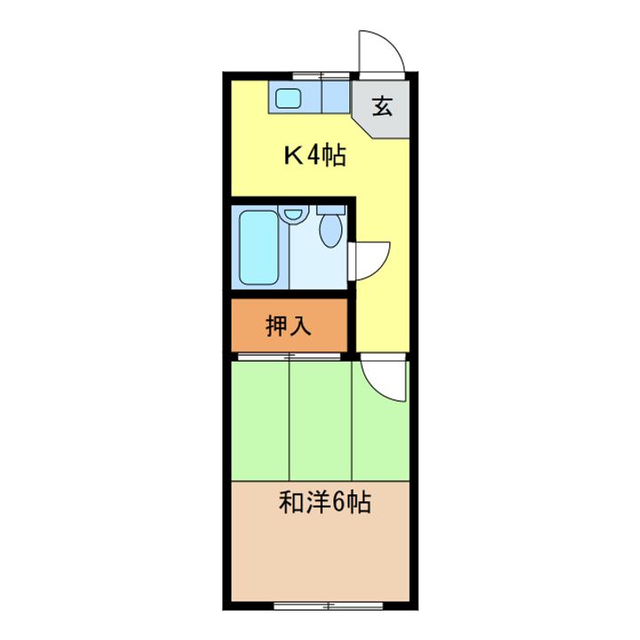 岐阜県岐阜市下鵜飼(アパート)の賃貸物件の間取り