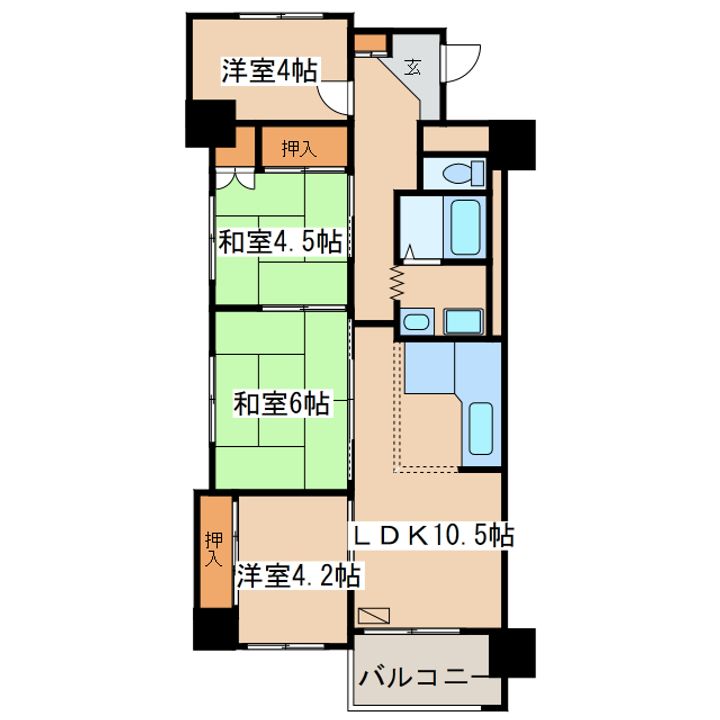 大栄マンション鶴ヶ岱の間取り