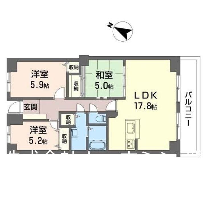 大阪府豊中市上新田1(マンション)の賃貸物件の間取り