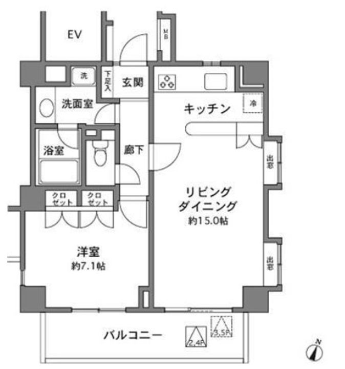 東京都新宿区西早稲田1(マンション)の賃貸物件の間取り