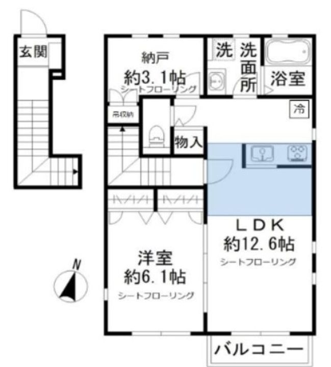 神奈川県横浜市港北区樽町4(アパート)の賃貸物件の間取り