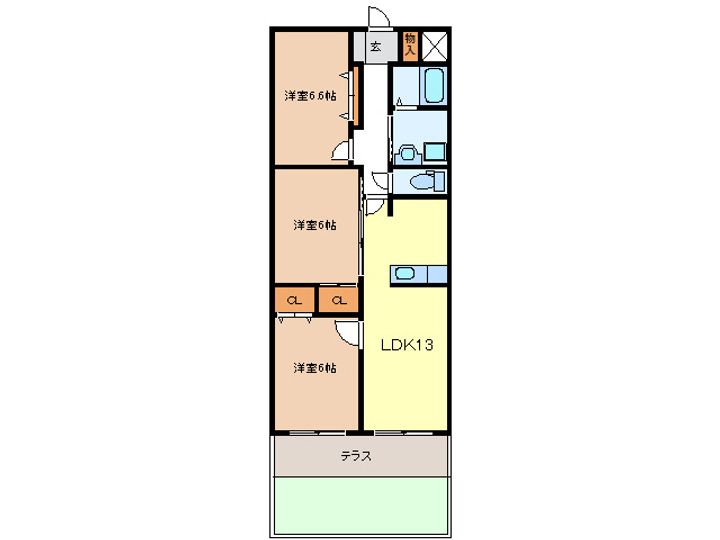 岐阜県岐阜市則武中2(マンション)の賃貸物件の間取り