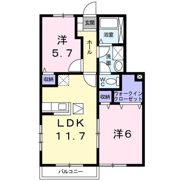 栃木県那須塩原市二区町(アパート)の賃貸物件の間取り