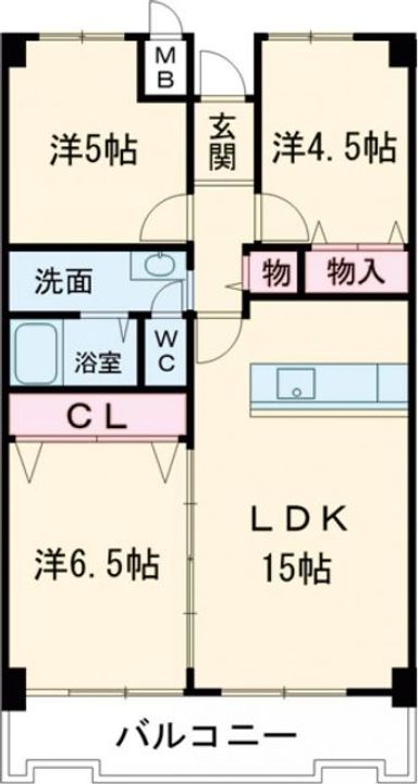 奈良県奈良市西登美ヶ丘2(マンション)の賃貸物件の間取り